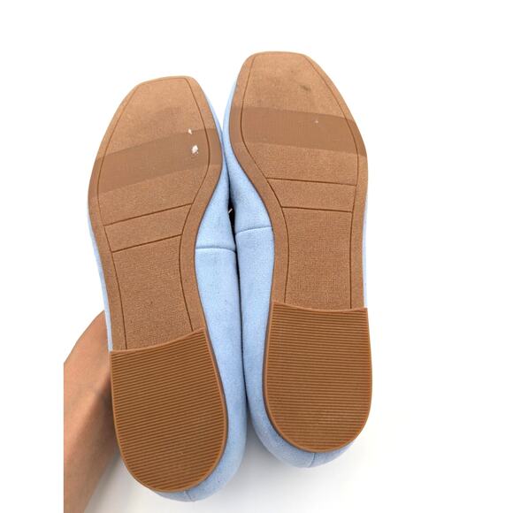 Nordstrom Rack Aspen Flat Shoes Faux Suede Square Toe Blue Size US7.5M EU38 - Picture 8 of 11